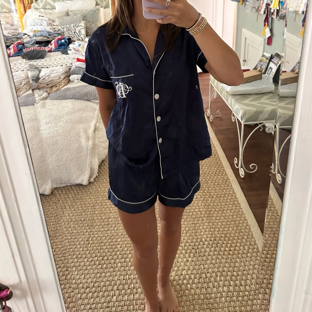 Navy Blue satin pajama set
